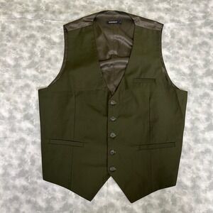 Hisdern Vest Jacket Top Button Men's Green Size Large Formal Sleeveless